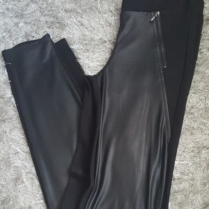 Takara Black Faux Leather Inset Leggings
